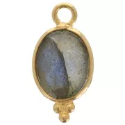 Breloque facettée avec petites boules 14x7 mm - Arg 925 Plaqué Or - Labradorite