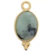 Breloque facettée avec petites boules 14x7mm Arg 925 Plaqué Or Turquoise Africaine