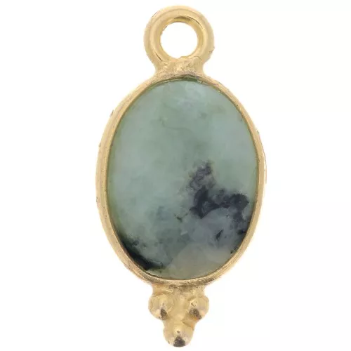 Breloque facettée avec petites boules 14x7mm Arg 925 Plaqué Or Turquoise Africaine