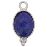 Breloque ovale facettée avec petites boules 14x7 mm - Argent 925 - Lapis lazuli x1|raw }}