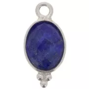 Breloque ovale facettée avec petites boules 14x7 mm - Argent 925 - Lapis lazuli x1