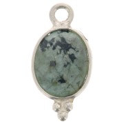 Breloque ovale facettée - petites boules 14x7mm Arg 925 - Turquoise Africaine x1