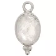 Breloque ovale facettée avec petites boules 14x7mm - Argent 925 -  Pierre de lune