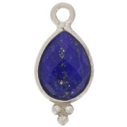 Breloque goutte facettée avec petites boules 14x7 mm - Argent 925 - Lapis lazuli