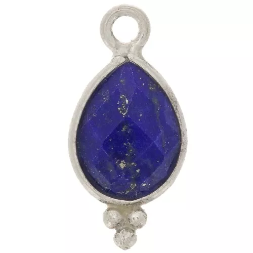 Breloque goutte facettée avec petites boules 14x7 mm - Argent 925 - Lapis lazuli