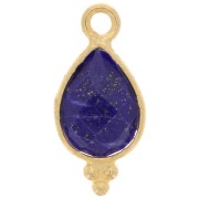 Breloque facettée et petites boules 14x7mm - Argent 925 Plaqué Or - Lapis lazuli|raw }}