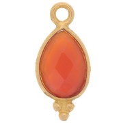 Breloque facettée et petites boules 14x7mm Arg 925 Plaqué Or imitation Cornaline|raw }}