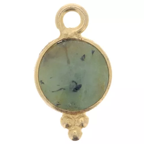 Breloque facettée et petites boules 7mm ArG 925 Plaqué Or Turquoise Africaine