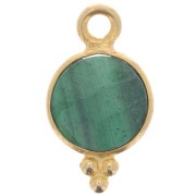 Breloque facettée avec petites boules 7 mm - Argent 925 Plaqué Or - Malachite