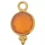 Breloque facettée et petites boules 7mm Arg 925 Plaqué Or imitation Cornaline