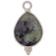 Breloque goutte facettée avec petites boules 16x9 mm Arg 925 - Turquoise Africaine