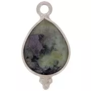 Breloque goutte facettée avec petites boules 16x9 mm Arg 925 - Turquoise Africaine