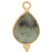 Breloque facettée et petites boules 16x9mm Arg 925 Plaqué Or Turquoise africaine