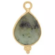 Breloque facettée et petites boules 16x9mm Arg 925 Plaqué Or Turquoise africaine