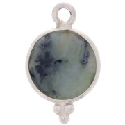 Breloque ronde facettée avec petites boules 9mm - Arg 925 - Turquoise Africaine