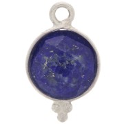 Breloque ronde facettée avec petites boules 9mm - Argent 925 - Lapis lazuli x1