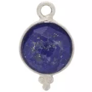 Breloque ronde facettée avec petites boules 9mm - Argent 925 - Lapis lazuli x1