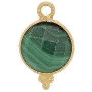 Breloque facettée avec petites boules 9 mm - Argent 925 Plaqué Or - Malachite|raw }}