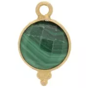 Breloque facettée avec petites boules 9 mm - Argent 925 Plaqué Or - Malachite