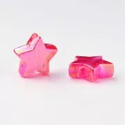 Perles étoiles irisées - 11 mm - Fuchsia AB x50