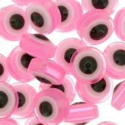 Perles rondes plates - oeil porte bonheur - 9.5x6 mm - Rose x10|raw }}