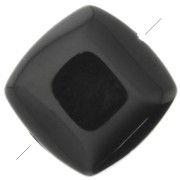 Perle plate carrée 8 mm en pierre gemme - Onyx noir x1