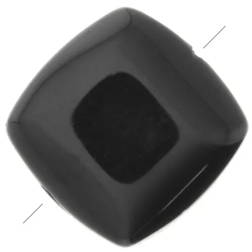Perle plate carrée 8 mm en pierre gemme - Onyx noir x1