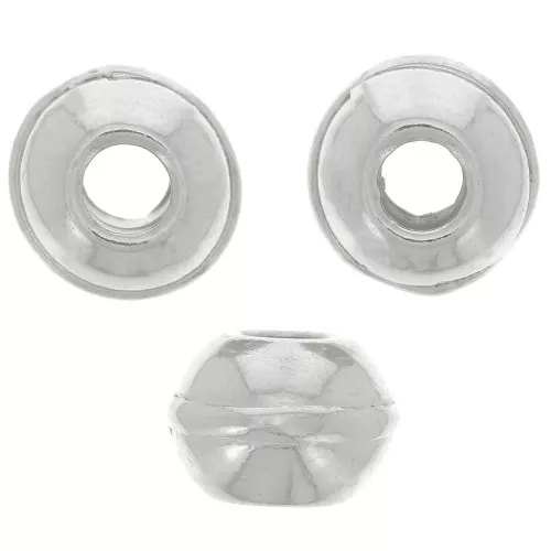 Perles gros trous 9 mm Rhodié x5