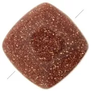 Perle plate carrée 8 mm en Gold Stone - Imitation Pierre de soleil x1