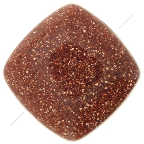 Perle plate carrée 8 mm en Gold Stone - Imitation Pierre de soleil x1