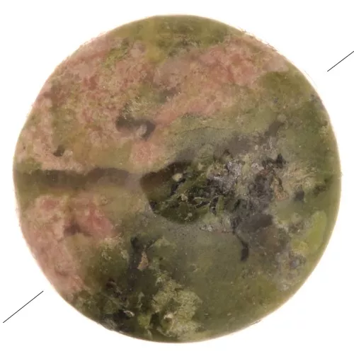 Perle plate ronde - palet - 8 mm en pierre gemme - Unakite x1