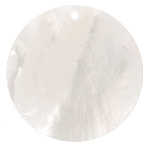 Pendentif rond plat 25 mm en nacre x1