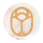 Cabochon rond plat 20 mm - scarabée gravé exclu Perles & Co - Nacre x1