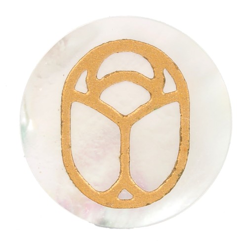 Cabochon rond plat 20 mm - scarabée gravé exclu Perles & Co - Nacre x1
