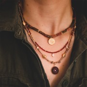 Cabochon rond gravé oeil 16 mm en nacre x1