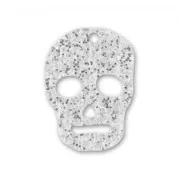 Pendentif Tête de mort 23 mm Argenté pailleté x1