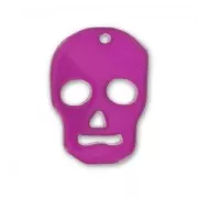 Pendentif Tête de mort 23 mm Fuchsia x1