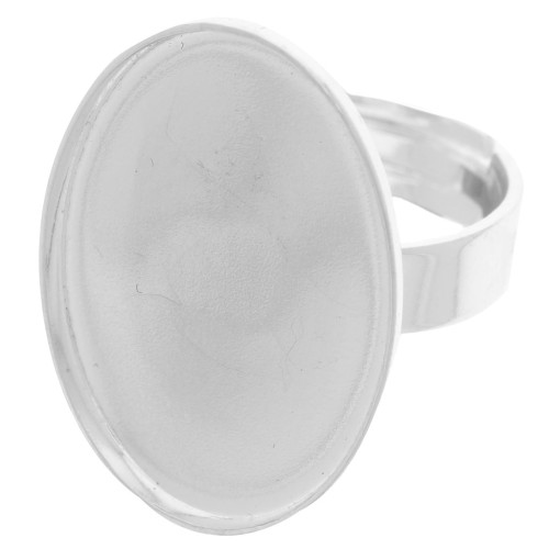 Bague réglable T.52 à T.60 pour cabochon fond plat 25x18 mm - Argenté x1