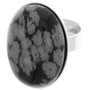 Bague réglable T.52 à T.60 pour cabochon fond plat 25x18 mm - Argenté x1