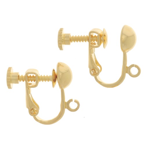 Clips d'oreille à vis - Doré à l'or fin x2