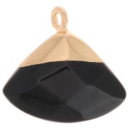 Pendentif triangle facetté 18x19 mm imitation gemme Onyx noir - Doré x1|raw }}