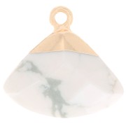 Pendentif triangle facetté 18x19 mm imitation gemme Howlite - Doré x1|raw }}