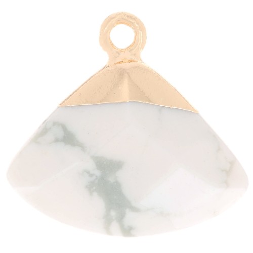 Pendentif triangle facetté 18x19 mm imitation gemme Howlite - Doré x1