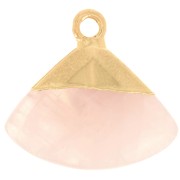 Pendentif triangle facetté 18x19 mm imitation gemme Quartz Rose - Doré x1|raw }}