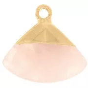 Pendentif triangle facetté 18x19 mm imitation gemme Quartz Rose - Doré x1