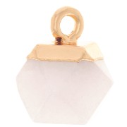 Breloque cube facetté 12x11mm imitation pierre gemme Pierre de lune- Doré x1