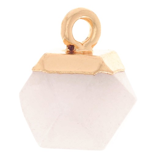 Breloque cube facetté 12x11mm imitation pierre gemme Pierre de lune- Doré x1