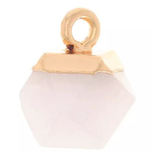 Breloque cube facetté 12x11mm imitation pierre gemme Pierre de lune- Doré x1