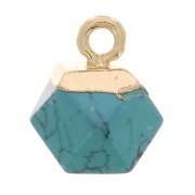 Breloque cube facetté 12x11 mm imitation gemme Turquoise - Doré x1|raw }}