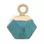 Breloque cube facetté 12x11 mm imitation gemme Turquoise - Doré x1